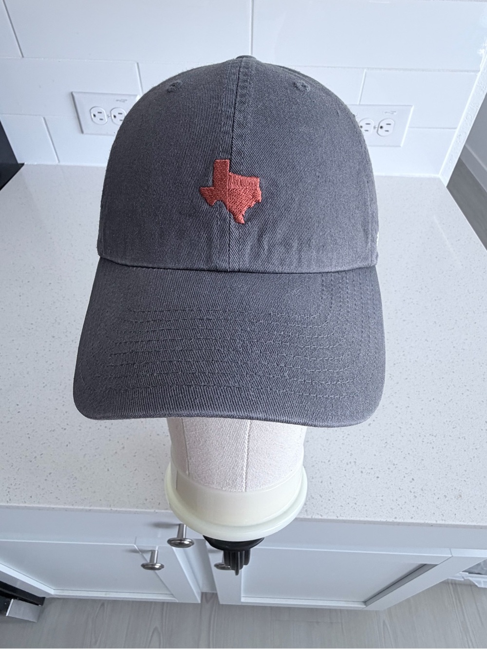 Gray Baseball Cap with Red Texas Patch